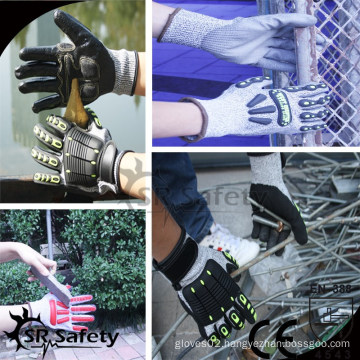 SRSAFETY anti impact resistant gloves mechanic gloves impact glove with TPR protection